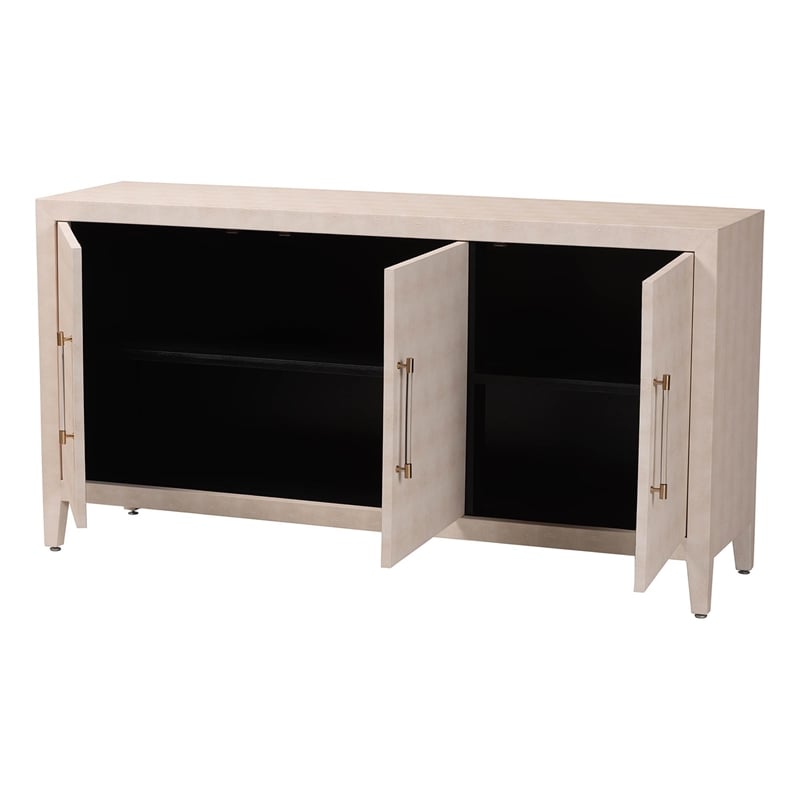 Baxton Studio Nira Faux Shagreen Sideboard  - 3-Door Buffet Storage Cabinet