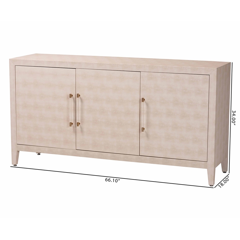 Baxton Studio Nira Faux Shagreen Sideboard  - 3-Door Buffet Storage Cabinet
