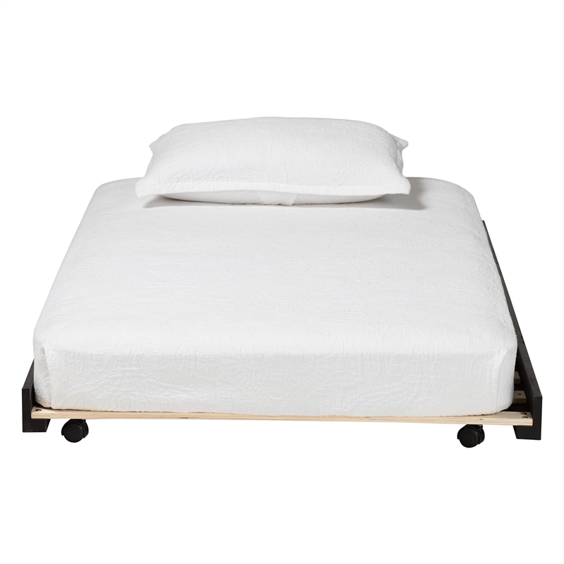 Baxton Studio Lucera Trundle Underbed Low Profile Rolling Base Twin Black