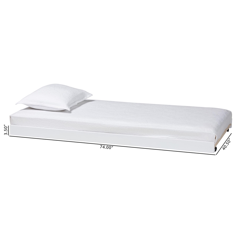 Baxton Studio Lucera Trundle Underbed Low Profile Rolling Base Twin White
