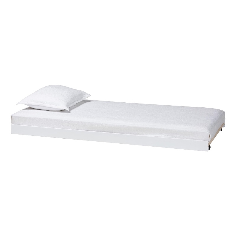 Baxton Studio Lucera Trundle Underbed Low Profile Rolling Base Twin White