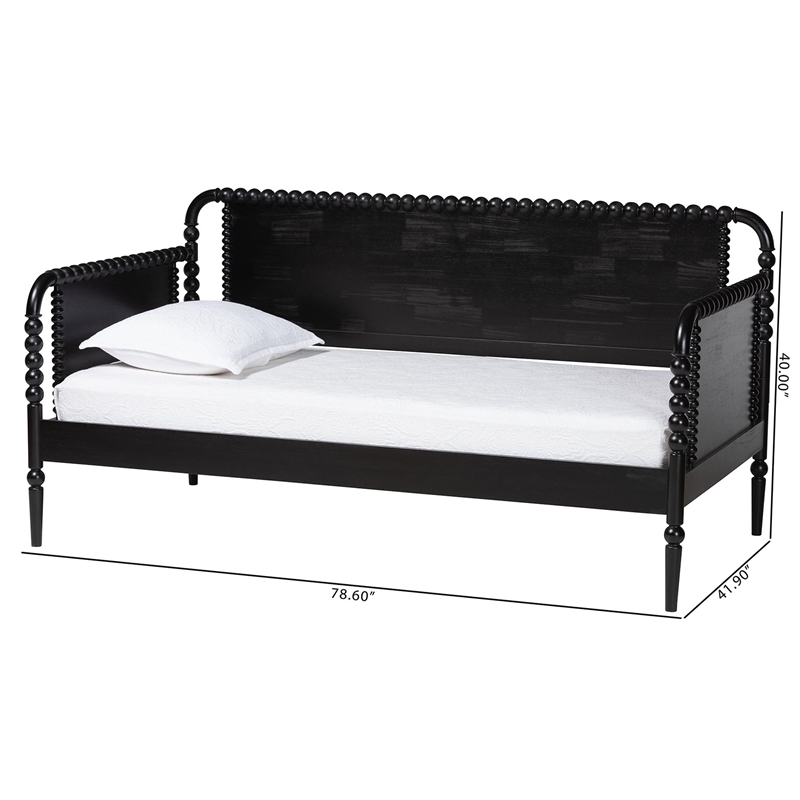Baxton Studio Lucera Bobbin Daybed Wooden Spindle Bed Frame Twin Black