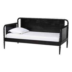 Baxton Studio Lucera Bobbin Daybed Wooden Spindle Bed Frame Twin Black