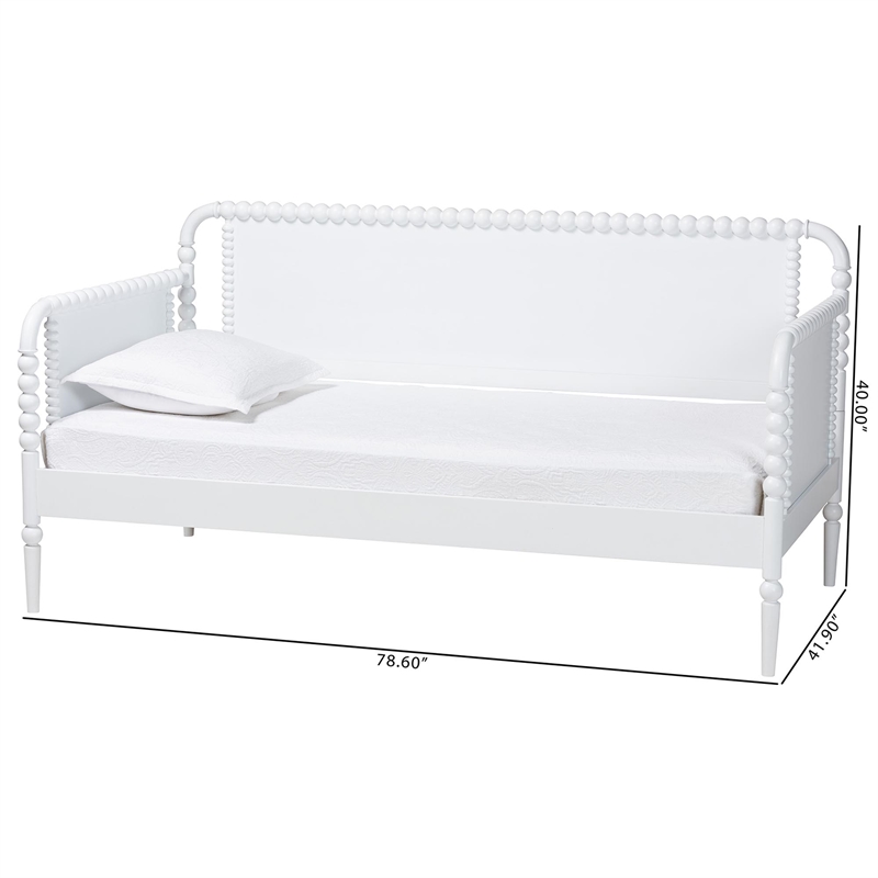 Baxton Studio Lucera Bobbin Daybed Wooden Bed Frame Twin White