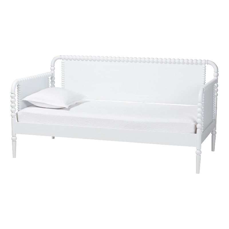 Baxton Studio Lucera Bobbin Daybed Wooden Bed Frame Twin White