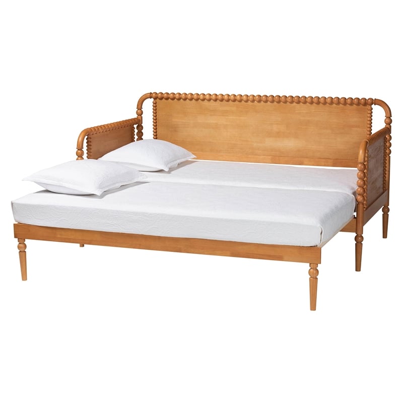 Baxton Studio Lucera Bobbin Twin To King Expandable Daybed Oak Brown