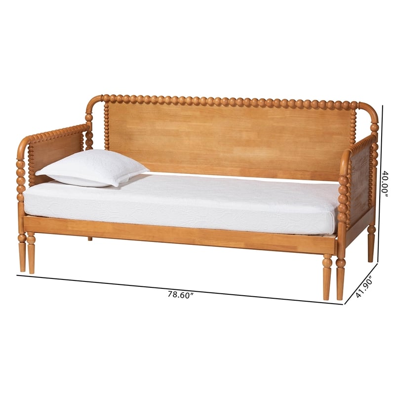 Baxton Studio Lucera Bobbin Twin To King Expandable Daybed Oak Brown