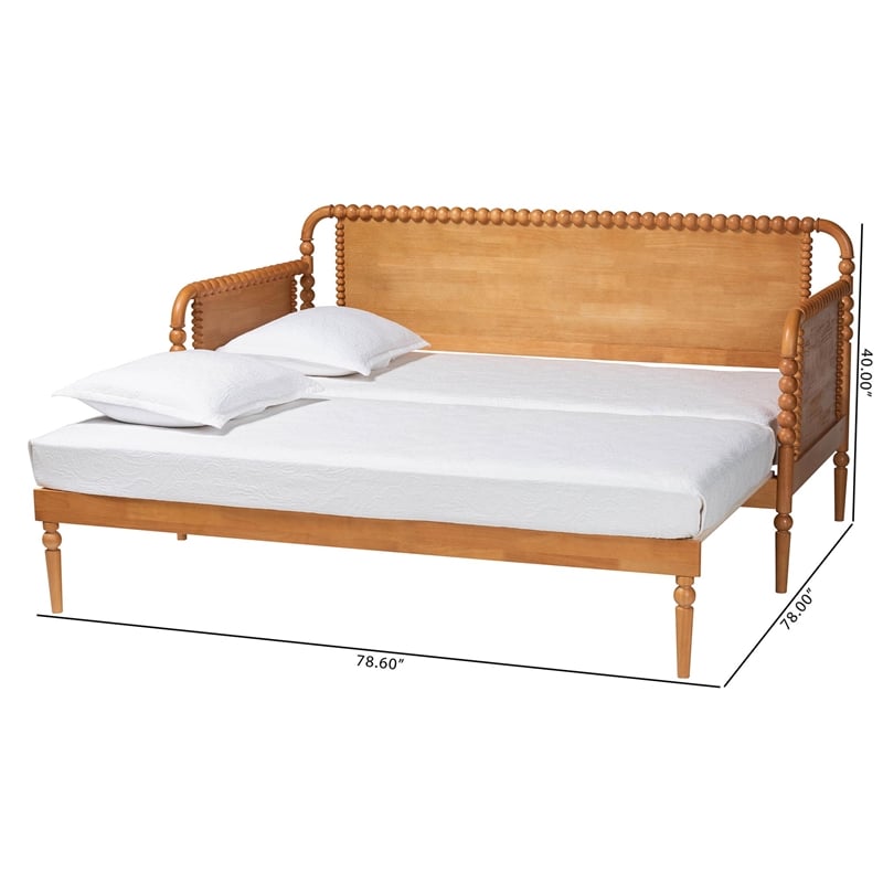 Baxton Studio Lucera Bobbin Twin To King Expandable Daybed Oak Brown