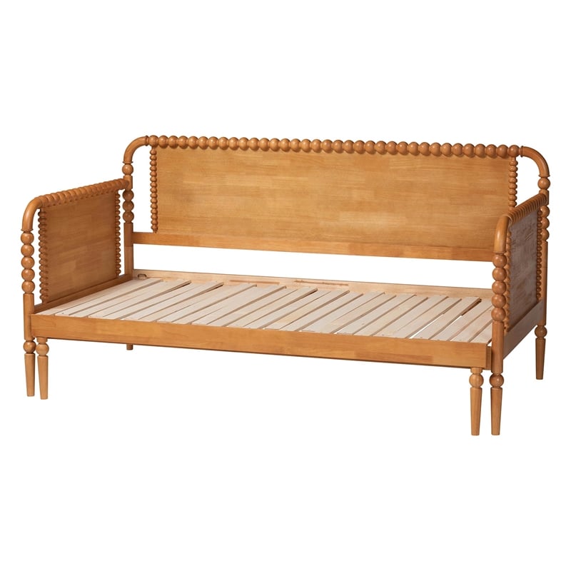 Baxton Studio Lucera Bobbin Twin To King Expandable Daybed Oak Brown