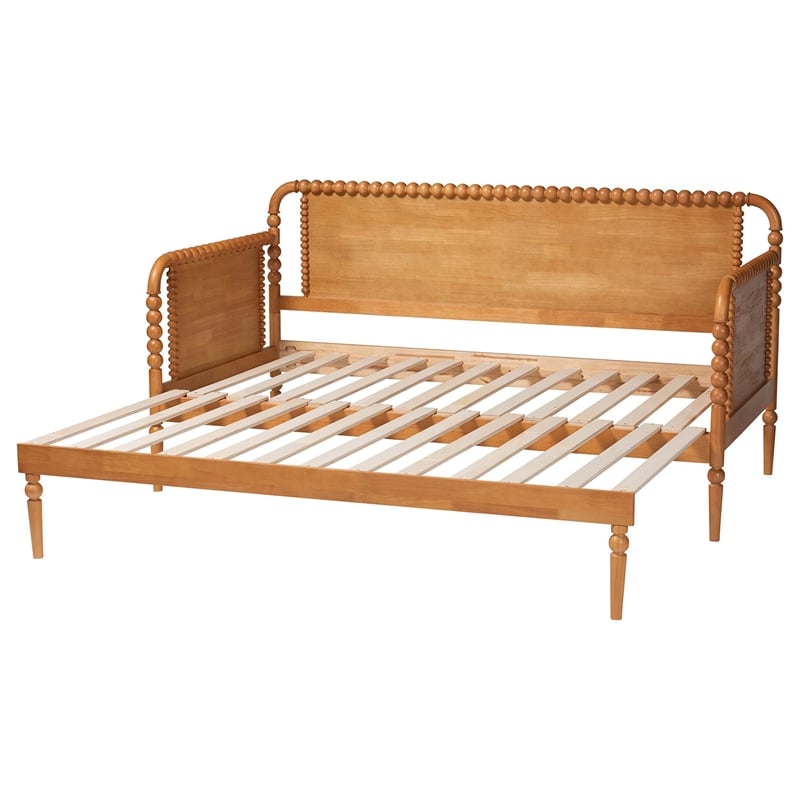 Baxton Studio Lucera Bobbin Twin To King Expandable Daybed Oak Brown