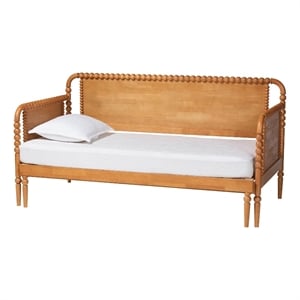 Baxton Studio Lucera Bobbin Twin To King Expandable Daybed Oak Brown