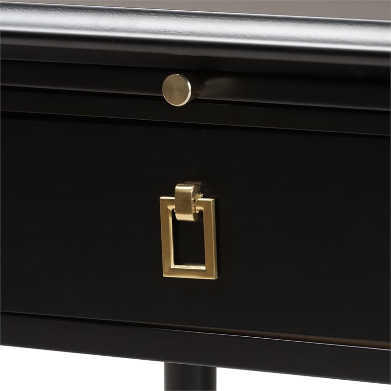 Baxton Studio Tamra Black Wood Nightstand with Pullout Shelf