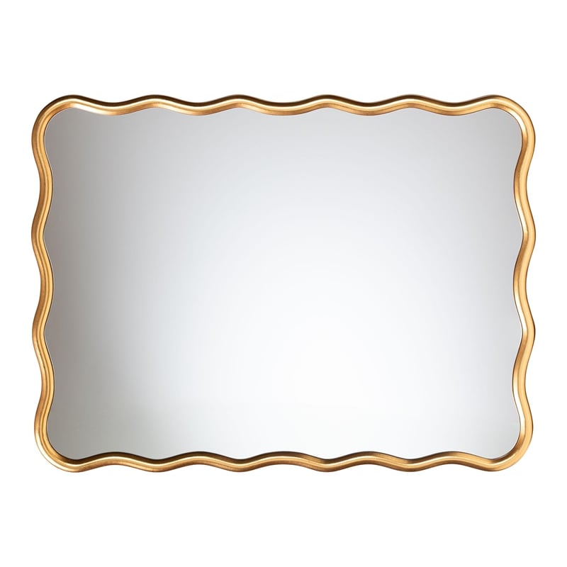 Baxton Studio Cassara Gold Scalloped Rectangular Wall Mirror