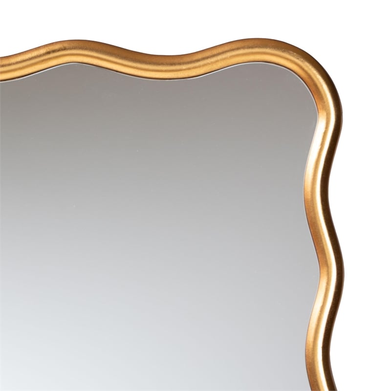 Baxton Studio Cassara Gold Scalloped Rectangular Wall Mirror