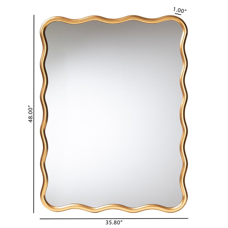 Baxton Studio Cassara Gold Scalloped Rectangular Wall Mirror