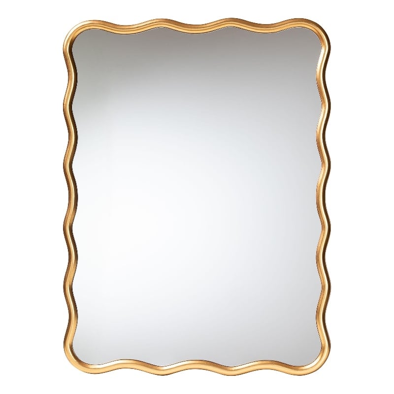 Baxton Studio Cassara Gold Scalloped Rectangular Wall Mirror
