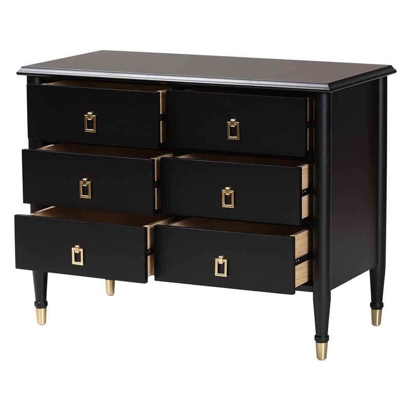 Baxton Studio Tamra Black Wood Chest with Drawers
