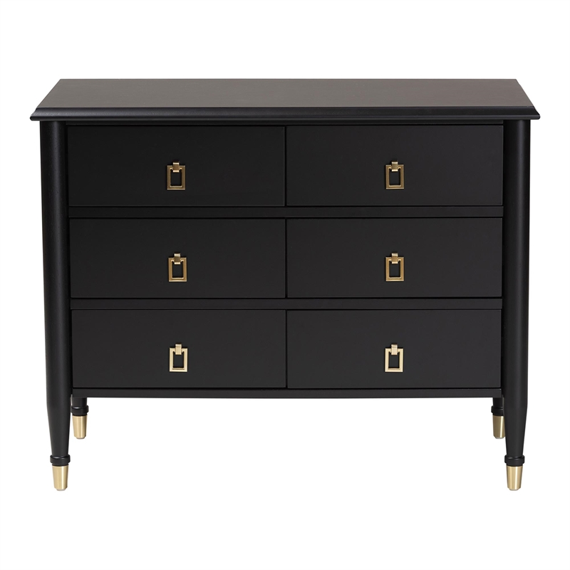 Baxton Studio Tamra Black Wood Chest with Drawers