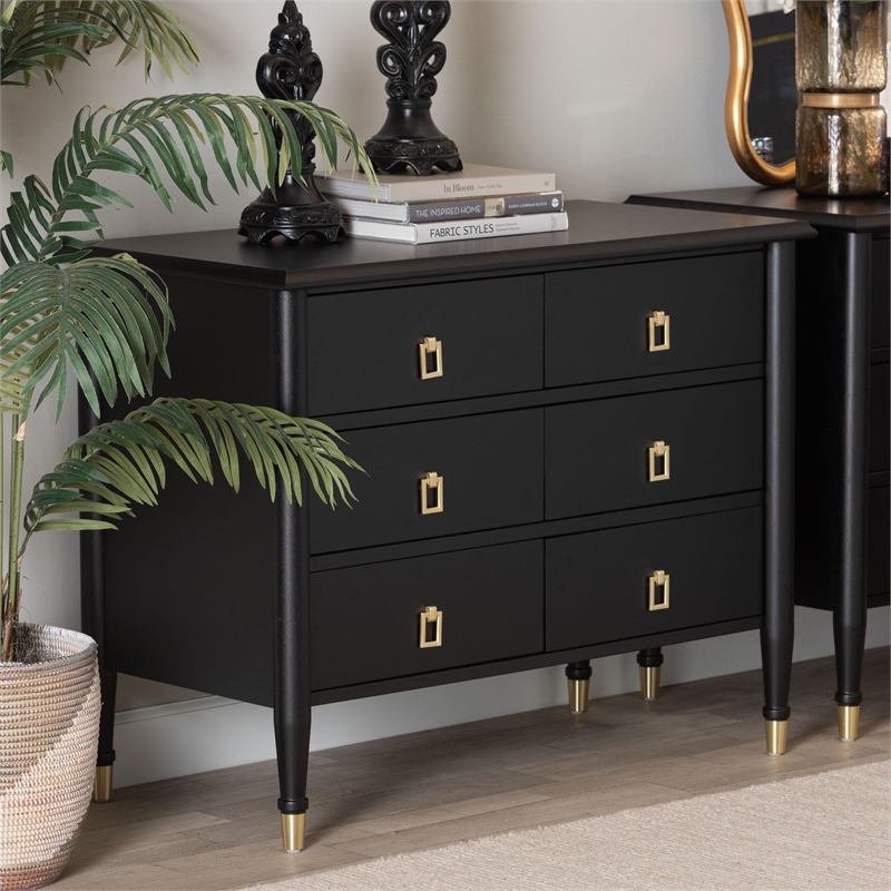 Baxton Studio Tamra Black Wood Chest with Drawers