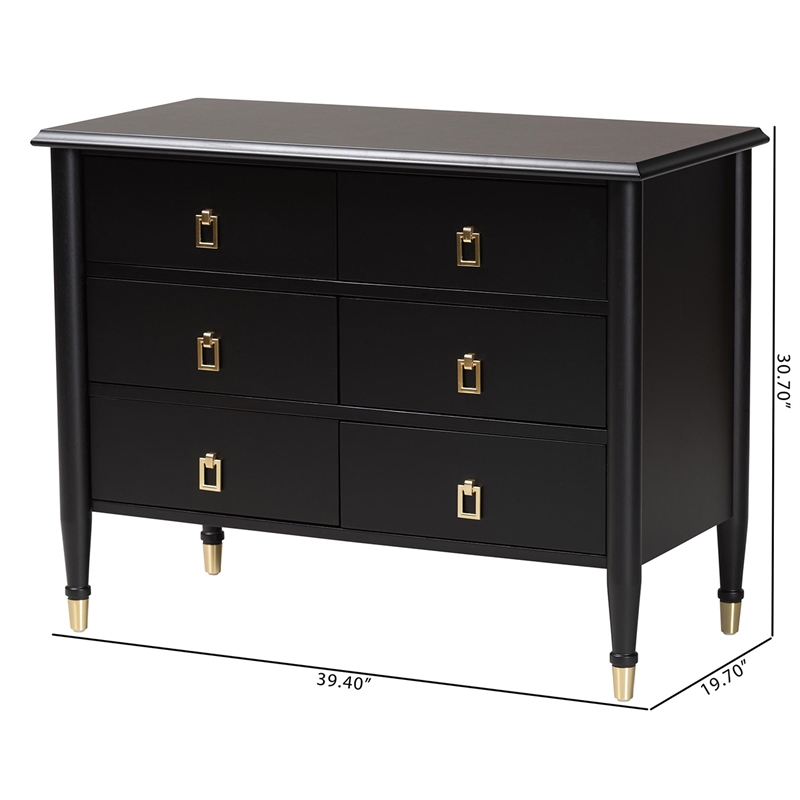 Baxton Studio Tamra Black Wood Chest with Drawers