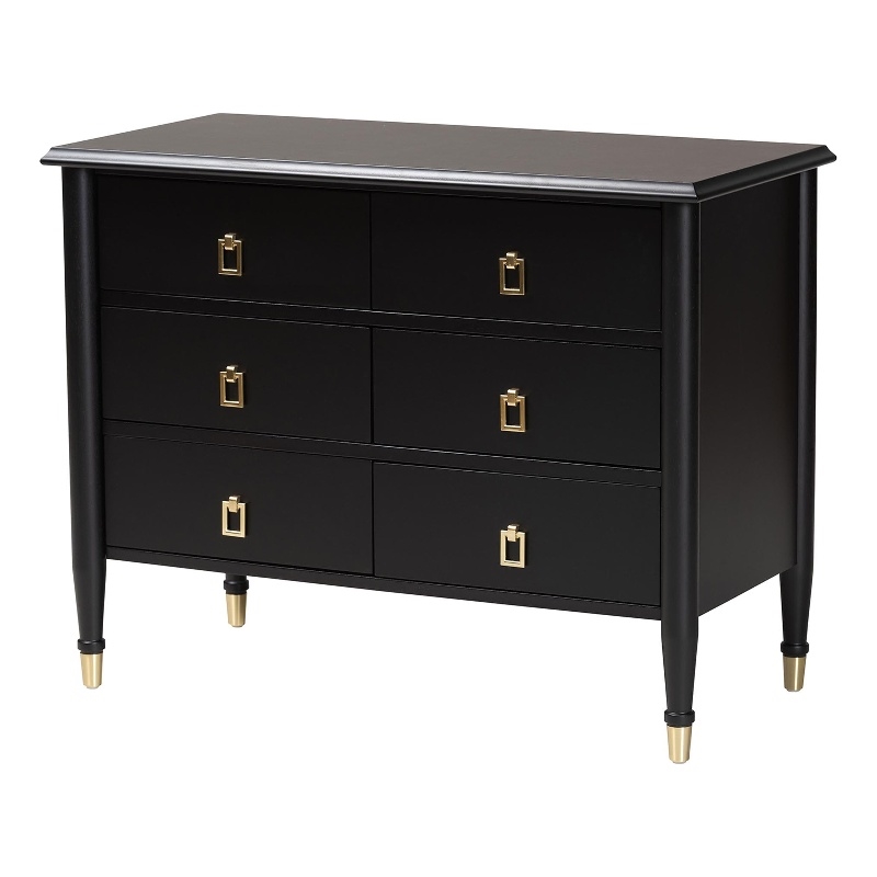 Baxton Studio Tamra Black Wood Chest with Drawers