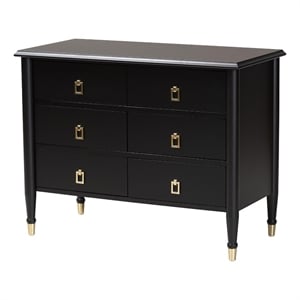 Baxton Studio Tamra Black Wood Chest with Drawers