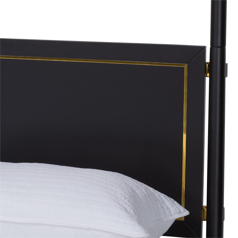 Baxton Studio Tamra Four-Poster Platform Bed Black Wood Bed Frame King