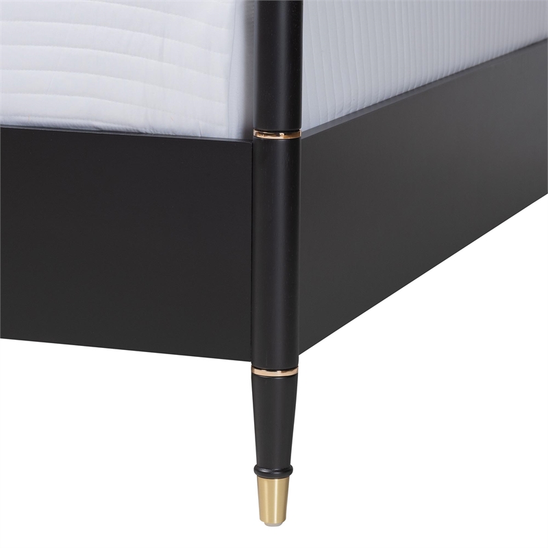 Baxton Studio Tamra Four-Poster Platform Bed Black Wood Bed Frame King