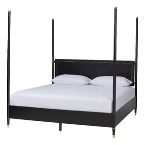 Baxton Studio Tamra Four-Poster Platform Bed Black Wood Bed Frame King