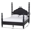 Baxton Studio Martino Four-Poster Platform Bed Black Queen
