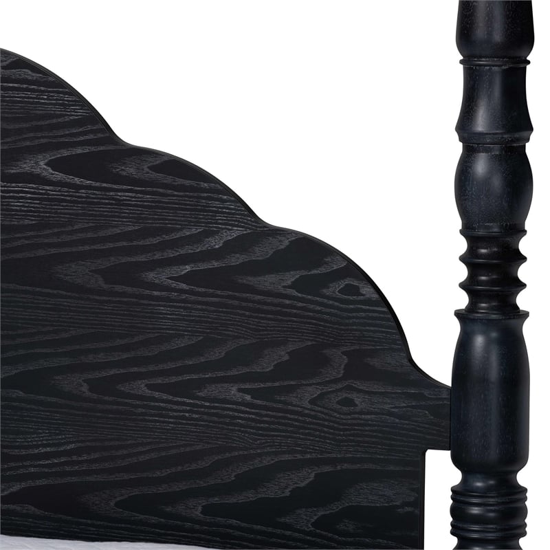 Baxton Studio Martino Four-Poster Platform Bed Black King