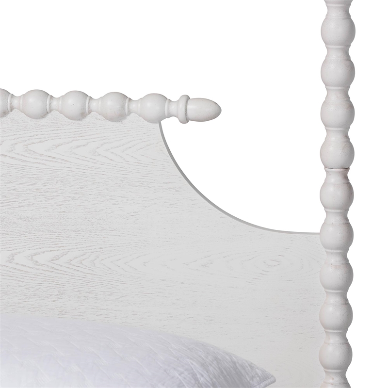 Baxton Studio Caliana Bobbin Four-Poster Platform Bed White King