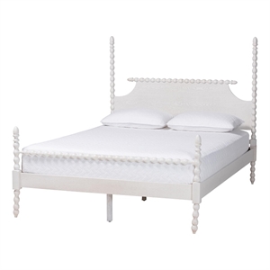 Baxton Studio Caliana Bobbin Four-Poster Platform Bed White King
