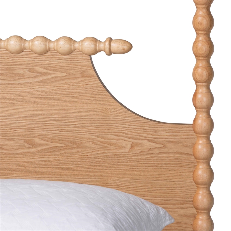 Baxton Studio Caliana Bobbin Four-Poster Platform Bed Natural Brown King