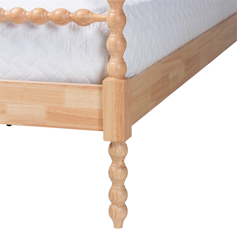 Baxton Studio Caliana Bobbin Four-Poster Platform Bed Natural Brown King