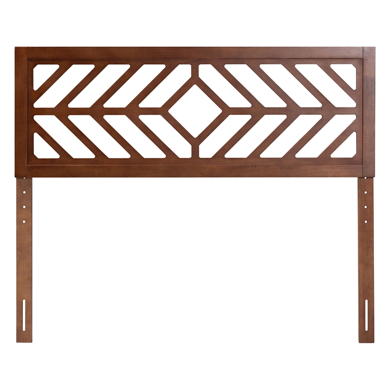 Baxton Studio Olsen Wood Headboard with Geometric Cutout Design Queen