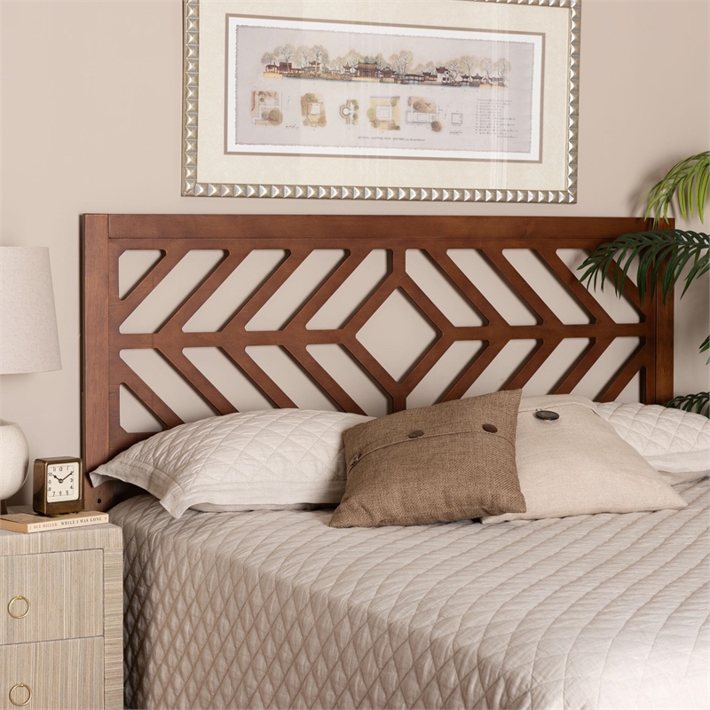 Baxton Studio Olsen Wood Headboard with Geometric Cutout Design Queen