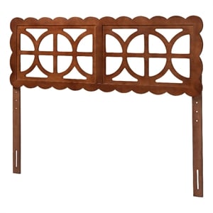 Baxton Studio Nansen Wood Headboard with Scalloped Frame Full Walnut
