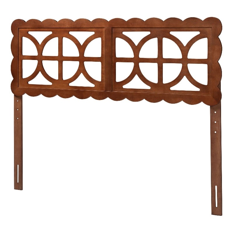 Baxton Studio Nansen Wood Headboard with Scalloped Frame Queen Walnut