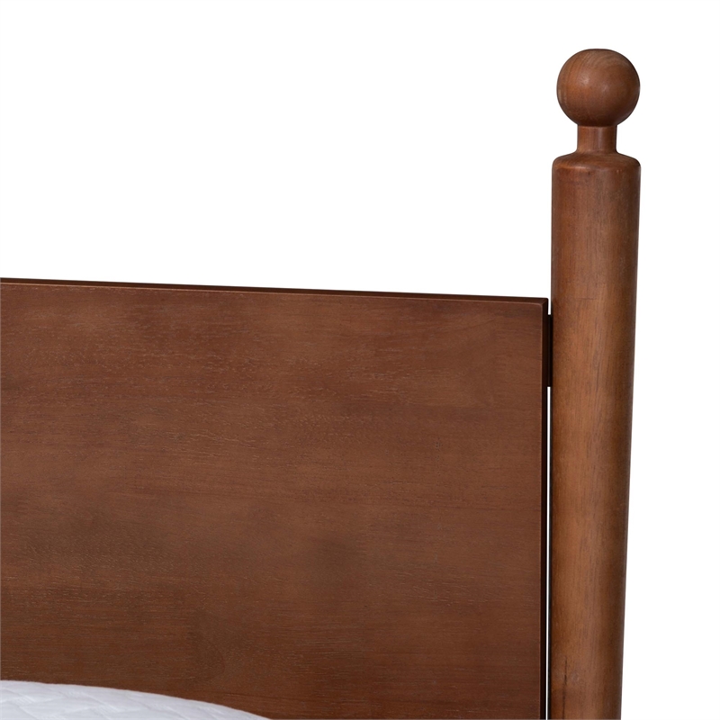 Baxton Studio Gianetta Wood Platform Bed Traditional Poster Bed Frame Queen