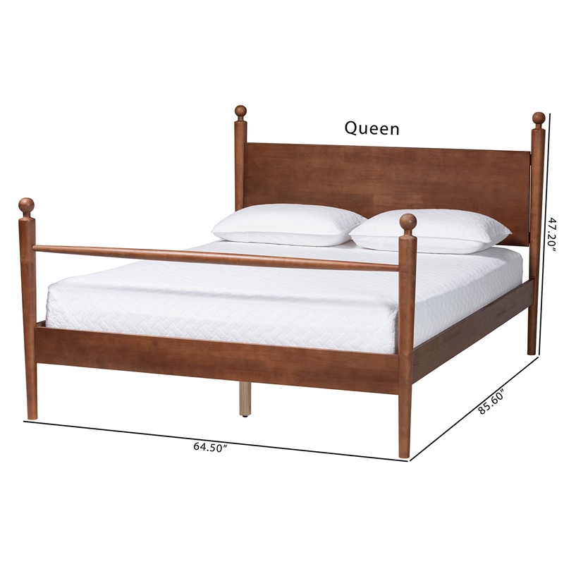 Baxton Studio Gianetta Wood Platform Bed Traditional Poster Bed Frame Queen