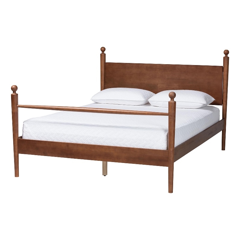 Baxton Studio Gianetta Wood Platform Bed Traditional Poster Bed Frame Queen