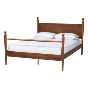 Baxton Studio Gianetta Wood Platform Bed Traditional Poster Bed Frame Queen