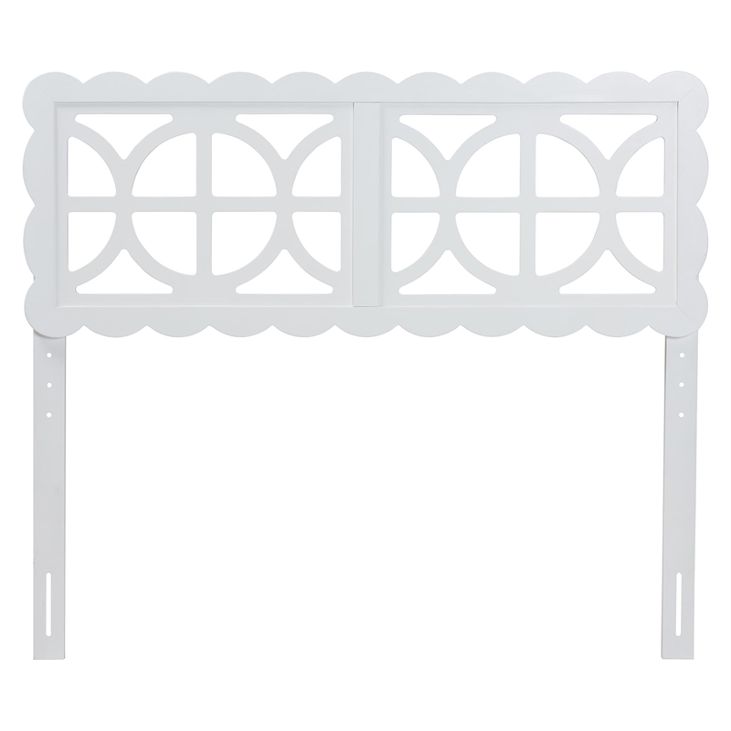 Baxton Studio Nansen Wood Headboard with Scalloped Frame Full White