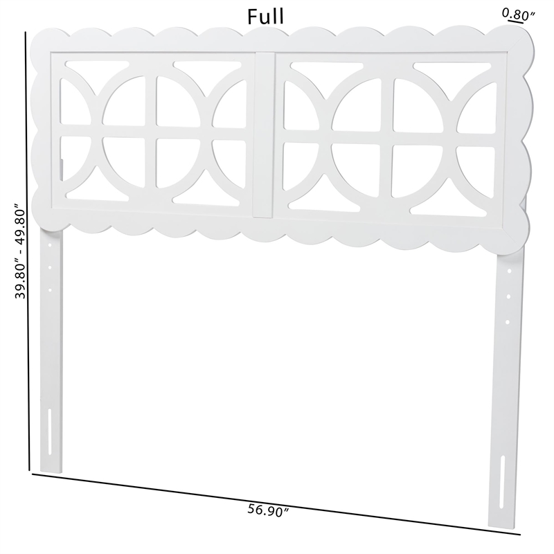 Baxton Studio Nansen Wood Headboard with Scalloped Frame Full White