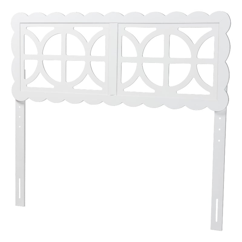 Baxton Studio Nansen Wood Headboard with Scalloped Frame Full White