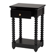 Baxton Studio Terentia Nightstand with Bobbin Legs 1-Drawer Black