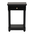 Baxton Studio Terentia Nightstand with Bobbin Legs 1-Drawer Black