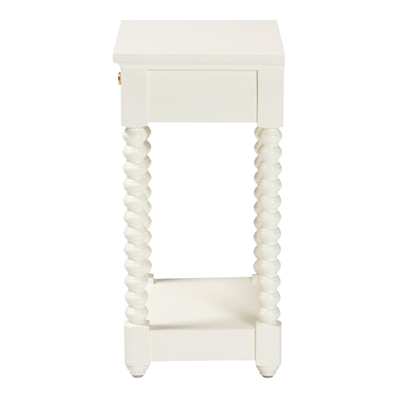 Baxton Studio Terentia Nightstand with Bobbin Legs 1-Drawer White