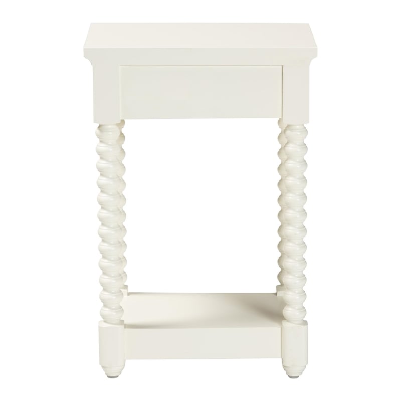 Baxton Studio Terentia Nightstand with Bobbin Legs 1-Drawer White